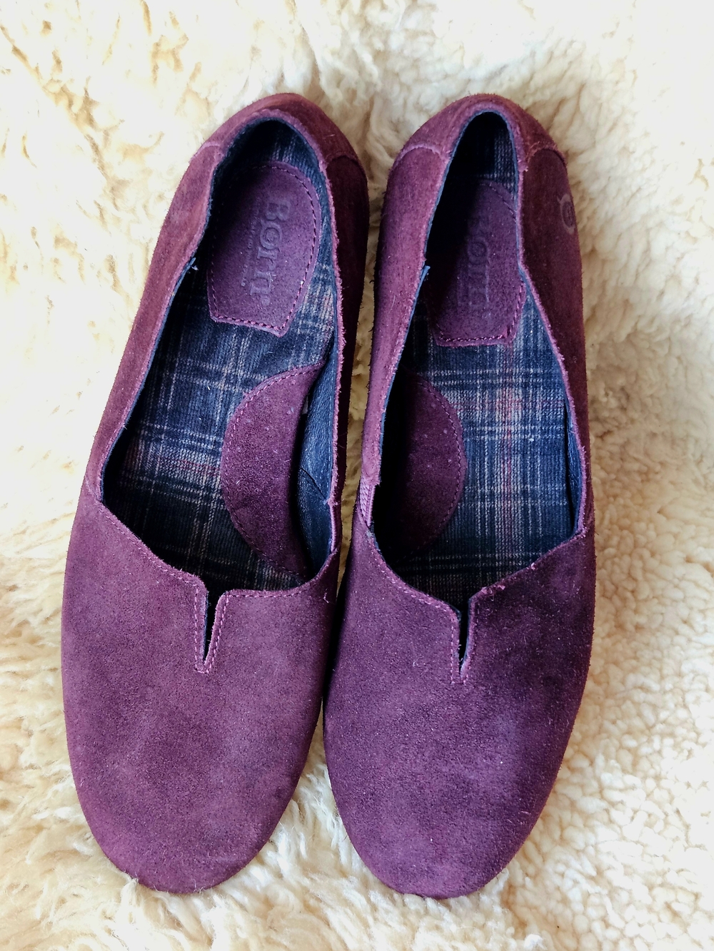 Born Brand Women's Plum Maroon Suede Slip-On Loafers Women's 10